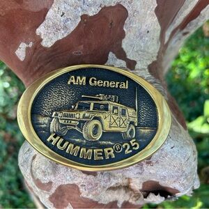Vintage AM GENERAL HUMMER 25  Solid Brass Belt Buckle